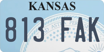 KS license plate 813FAK
