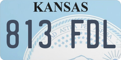 KS license plate 813FDL