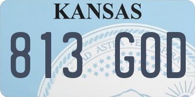 KS license plate 813GOD