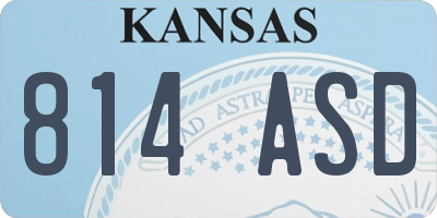 KS license plate 814ASD