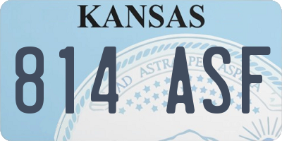 KS license plate 814ASF