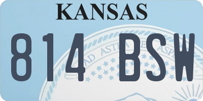 KS license plate 814BSW