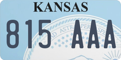 KS license plate 815AAA