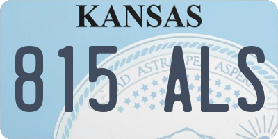 KS license plate 815ALS