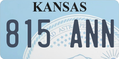 KS license plate 815ANN