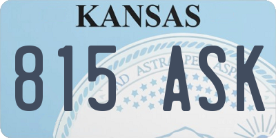 KS license plate 815ASK