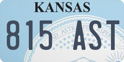 KS license plate 815AST