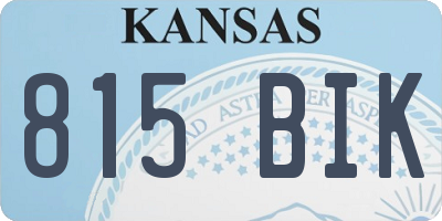 KS license plate 815BIK