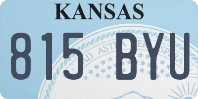 KS license plate 815BYU