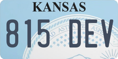 KS license plate 815DEV