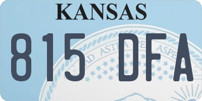 KS license plate 815DFA