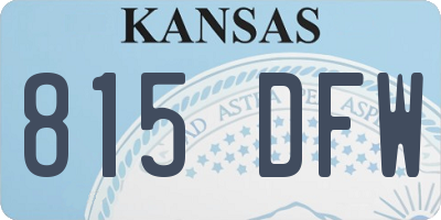 KS license plate 815DFW