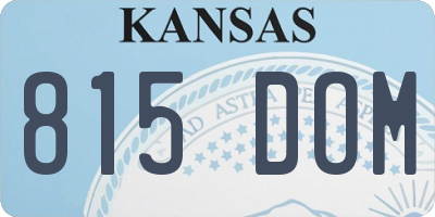 KS license plate 815DOM