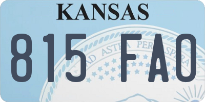 KS license plate 815FAO