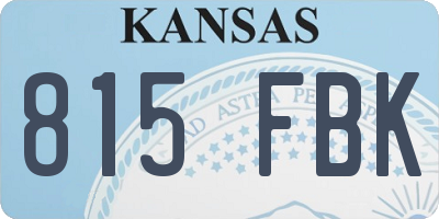 KS license plate 815FBK