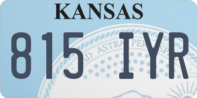 KS license plate 815IYR