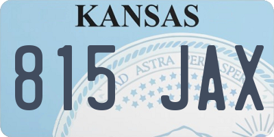 KS license plate 815JAX