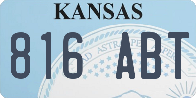 KS license plate 816ABT