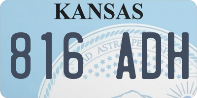 KS license plate 816ADH