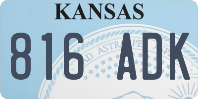 KS license plate 816ADK