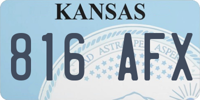 KS license plate 816AFX