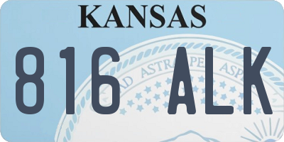 KS license plate 816ALK