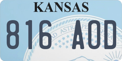 KS license plate 816AOD