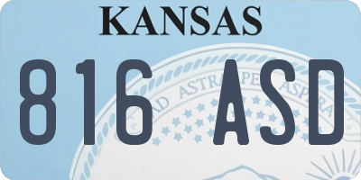 KS license plate 816ASD
