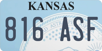 KS license plate 816ASF