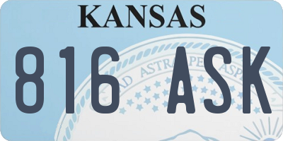 KS license plate 816ASK
