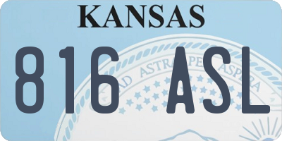 KS license plate 816ASL