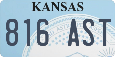 KS license plate 816AST