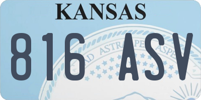 KS license plate 816ASV