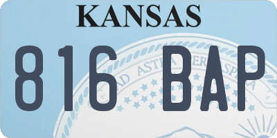 KS license plate 816BAP