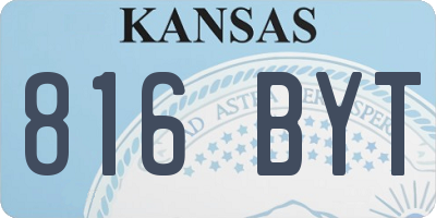 KS license plate 816BYT