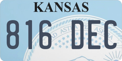 KS license plate 816DEC