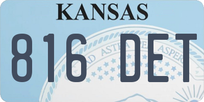 KS license plate 816DET