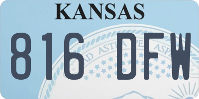 KS license plate 816DFW