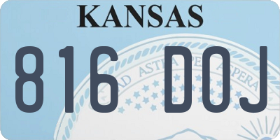 KS license plate 816DOJ