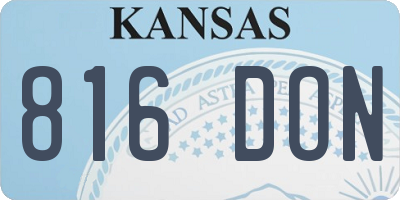 KS license plate 816DON