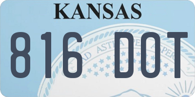 KS license plate 816DOT