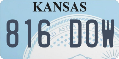 KS license plate 816DOW