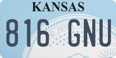 KS license plate 816GNU