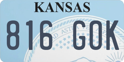 KS license plate 816GOK