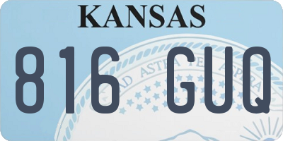 KS license plate 816GUQ
