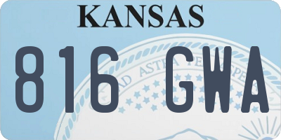 KS license plate 816GWA
