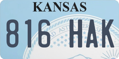 KS license plate 816HAK