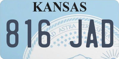 KS license plate 816JAD