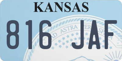 KS license plate 816JAF