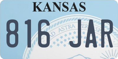 KS license plate 816JAR